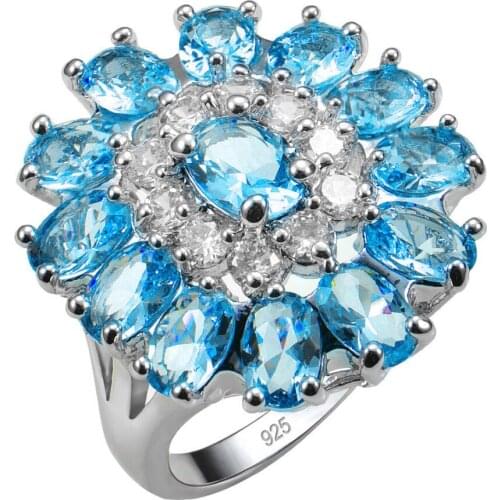 Blue Crystal Zircon925 Sterling Silver Size 6 7 8 9 10 11 12 F1550