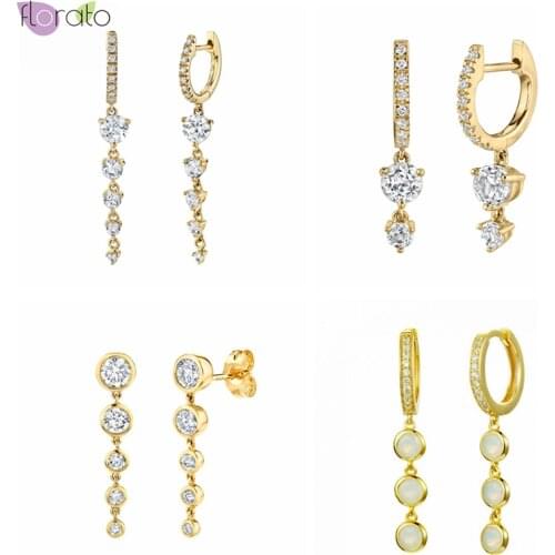 Bohemian Crystal Pendant 925 Sterling Silver Ear Buckle Exquisite Hoop Earrings Simple Fashion Jewelry For Women Birthday Gifts