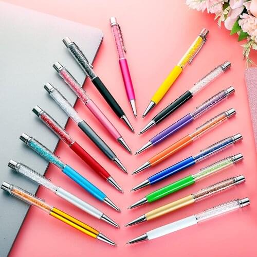 1000Pcs/Lot 20 Colors Crystal Diamond Ballpoint Pen Metal Roller Rose Gold Student Gift Stationery Office Writing Promotion