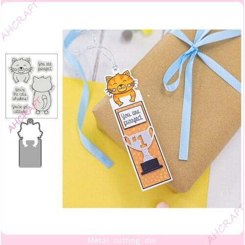 Kitten Stamp and Metal Cutting Dies for DIY Scrapbooking Photo Album Decorative Embossing Paper Card Crafts Die 2021