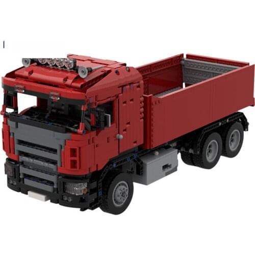 MOC Engineering Bulldozer Crane High-Tech Red Electric Dump Truck Building Blocks Citys Vehicle Car Toy Children Bricks Toy Gift