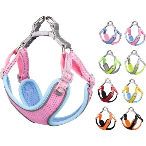 Reflective Dog Harness And Leash Set For Small Breeds Dogs Cat Chest Strap Pets Mesh Vest French Bulldog Puppy Accessories