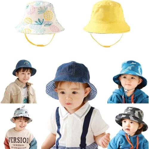 TOU Kids bucket hats baby girl sun hats Toddler boy Wide Brim Hat cowboy hat Infant Bucket hats camouflage caps