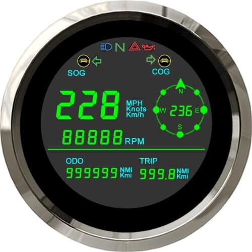 Universal 85mm LCD GPS Speedometer for Motorcycle with Tachometer Two-in-One Design Unit Support Switch Between MPH Knots KM