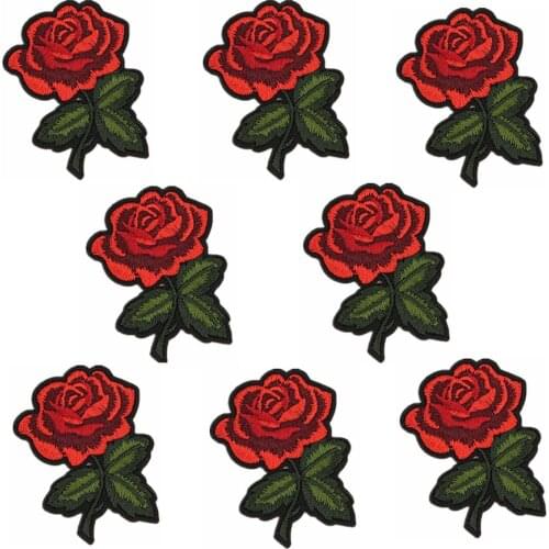 Rose Flower Embroidery Patch High Quality 10 Pieces DIY Handmade Materials Wedding Gift Wrap Dress Decoration BT056