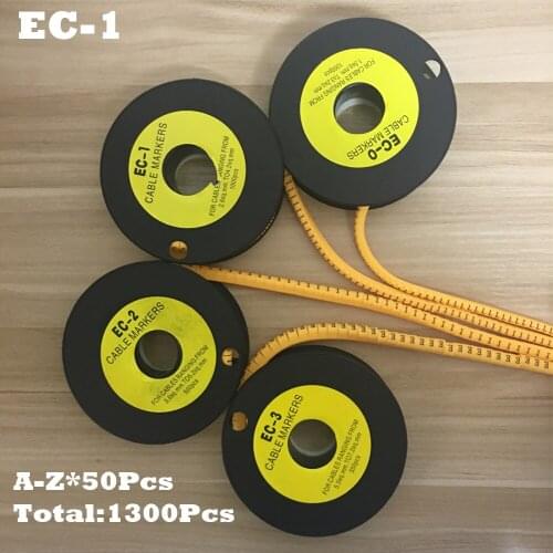 1300pcs/Lot EC-1 2.5mm2 A-Z ABCDEFGHIJKLMNOPQRSTUVWXYZ English Letter PVC Flexible Print Sleeve Tube Label Net Wire Cable Marker