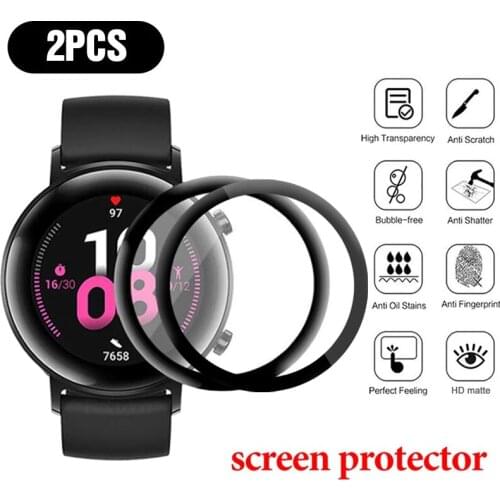 2Pcs Protective Film For Huawei Watch GT2 42 46mm Screen Protector gt 2 Smart Watch Safety Glass Armor Protection Curved Edge