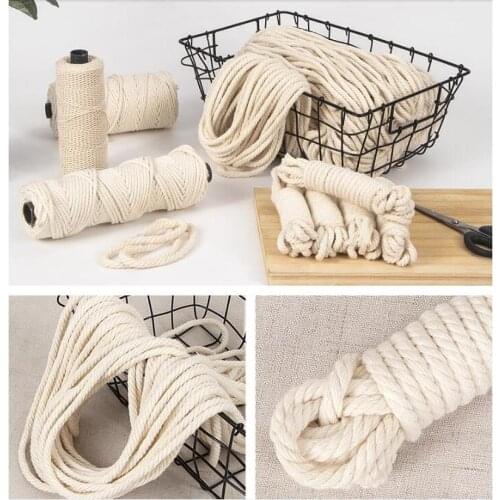 3mm 4mm 5mm 6mm Macrame Rope Twisted String Cotton Cord For Handmade Natural Beige Rope DIY Home Wedding Accessories Gift