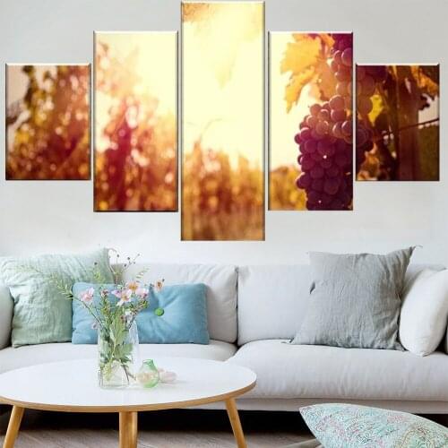 5 Pieces Wall Art Canvas Painting Vineyard Sunset Landscape Poster Modern Living Room For Home Decoration Pictures Modular