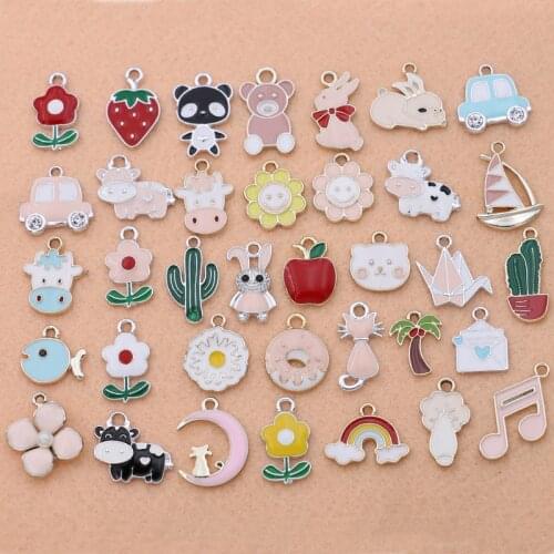 5PCS Mix lot Enamel Flower Rainbow Charm Pendant for Jewelry DIY Making Bracelet Necklace Accessories Earrings Findings Craft