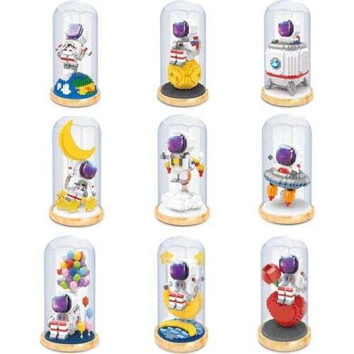 800Pcs Child Outer Space Astronaut Moon Dream Bottle with Dust Box Microparticles Building Block Fight Inserted Toys Kids Gifts