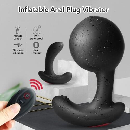 Wireless Remote Control Inflatable Anal Plug Vibrating Prostate Massager Butt Plug Anal Expansion Vibrator Sex Toys for Men
