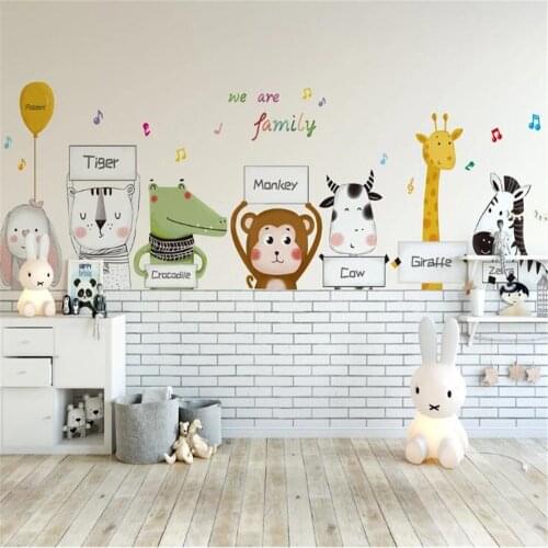 Milofi customized large 3D wallpaper mural Nordic minimalist cartoon animal childrens house background wall