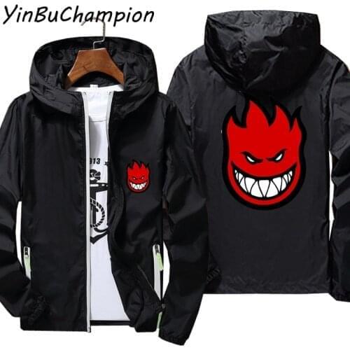 Men Women Ripper Spitfire Zombie Wheels Bomber Jacket Plus Size Thin Windbreaker Skin Slim Fit Pilot Hooded Coat Cycling