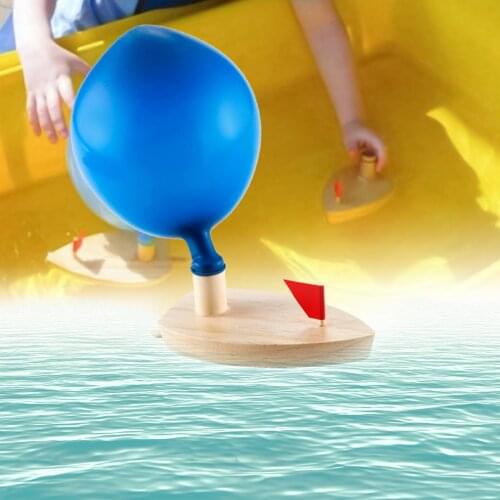 Wood Balloon Boat Floating Water Bath Playing Toy Kids Birthday Gift Desk Decor