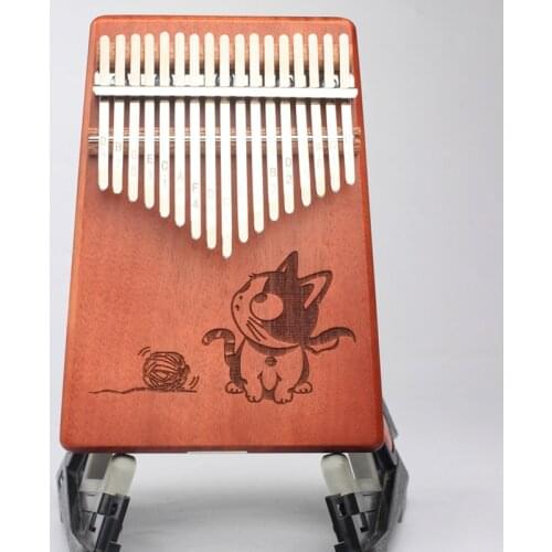 Kalimba 17 Key Mahogany Thumb Piano Animal Pattern Children Body Musical Instruments Kalimba with Learning Book Christmas Gift