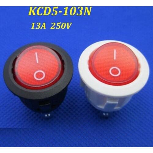 20Pcs 13A 250V 3 Pins On/Off Rocker Switches Round Toggle Pushbutton Switch for Small Appliances Lighting Transformers KCD5-103N