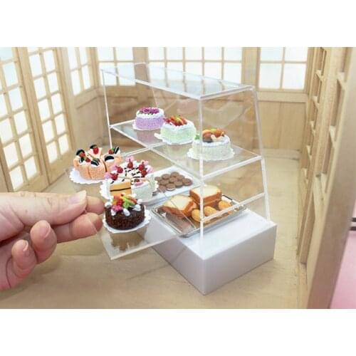 1/6 Scale Dollhouse Miniature Cake Bread Dessert Cabinet for ob11 BJD blyth barbies Doll house Kitchen Furniture Accessories