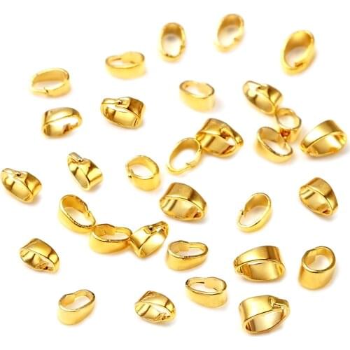 20 PCs Copper Pendant Pinch Bails Clasps 18K Real Gold Plated Connectors Charm Beads Necklace Jewelry Making Findings