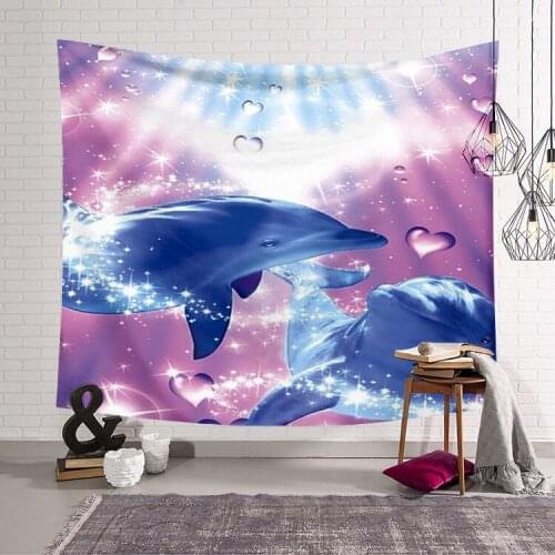 PLstar Cosmos Cute dolphin colorful animal Tapestry 3D Printing Tapestrying Rectangular Home Decor Wall Hanging New style-2