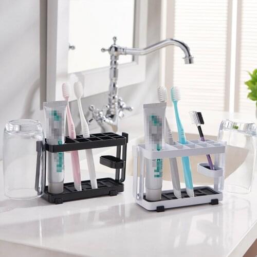Multifunctional Metal Iron Toothbrush Holder Shelf Bathroom Toothpaste Holder Cosmetic Makeup Toothbrush Cup Stand Storage Racks