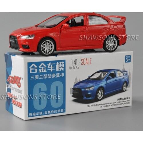 1:41 Scale Diecast Car Model Toys Lancer Evolution Pull Back Miniature Replica Collections