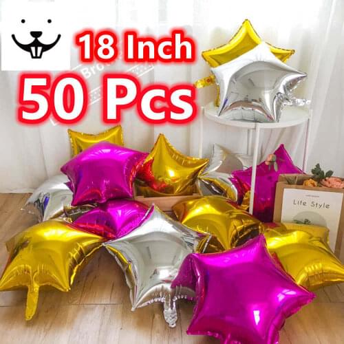 50 Pcs 18 Inch Star Foil Balloons Wholesale Inflatable Helium PENTAGRAM Birthday Party Decorations Wedding