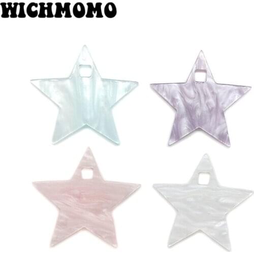 2019 New 4 Pieces 34mm High Quality Acetic Acid Resin Stars Smooth Charms Pendant for DIY Necklace Earring Jewelry Accessories