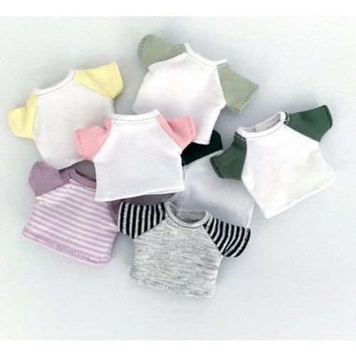 New ob11 baby clothes short-sleeved T-shirt striped top bjd clothes for 1/81/12bjd, GSC, molly, PICCOD9 doll clothes accessories