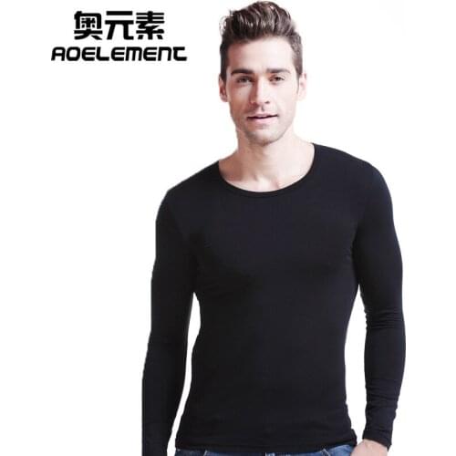 New men health autumn and winter slim thin thermal underwear modal men round neck long sleeve clothes breathable bottom shirt
