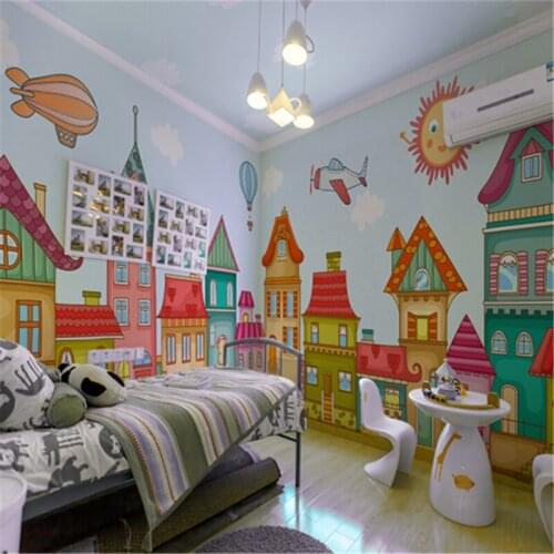 Beibehang Childrens room bedroom wallpaper cartoon boy and girl large mural custom wallpaper papel de parede para quarto