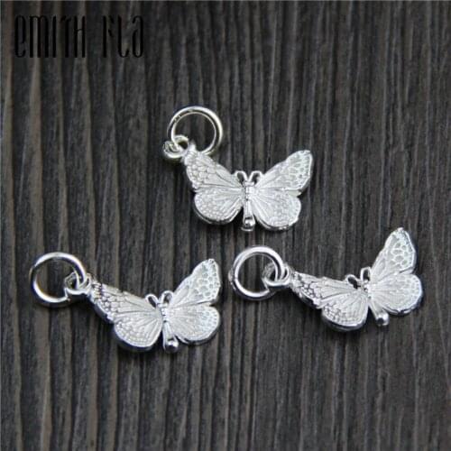 Emith Fla 100% 925 Sterling Silver Animal Butterfly Necklace Pendants Bracelet Charms Authentic DIY Pendant Jewelry Accessories