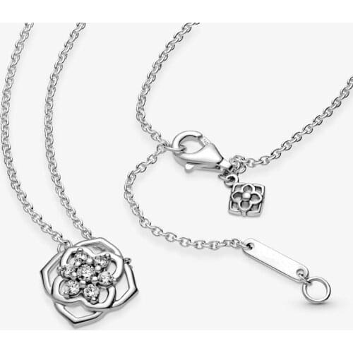Silver Rose Petals Necklaces For Women Chain Necklace 925 Sterling Silver Jewelry Beaded Chain Necklaces For Women Gift to Mum