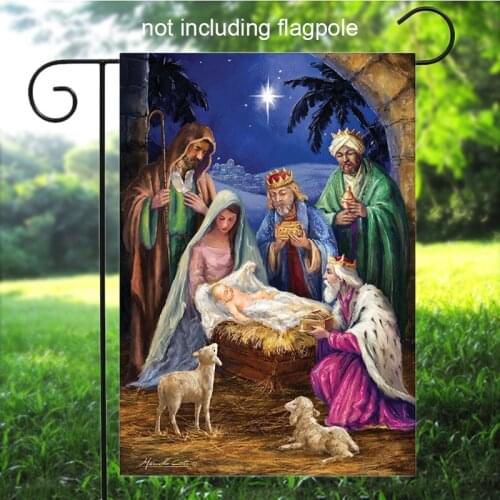 Christmas Garden Flag Nativity Religious Christmas Indoor Outdoor Home Yard Flag Banner Household Hanging Flag Decor