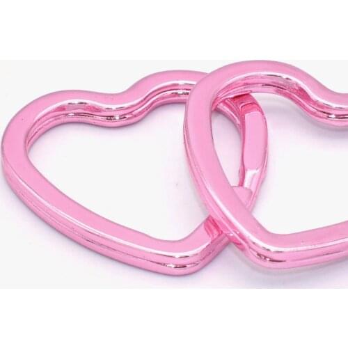 Pink Keychain Heart-shape Split Ring Iron Key Ring Jump Ring DIY Accessories for Necklace Purse Bag Charm Jewelry Hardware