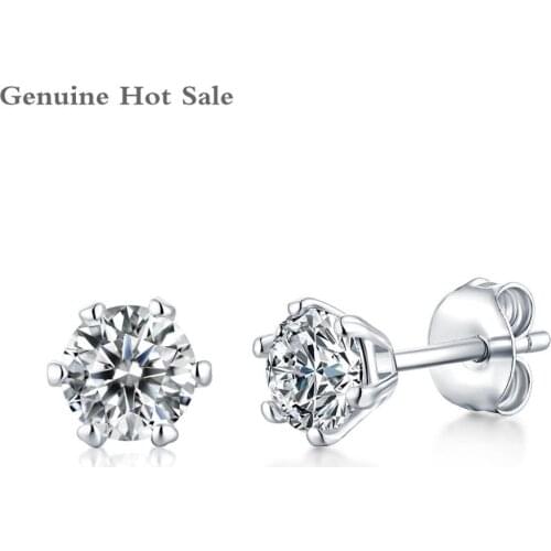 Moissanite Earrings 1ct/2ct D Color Round Cut Diamond Test Passed Jewelry 925 Silver Earrings Wedding Engagement For Women