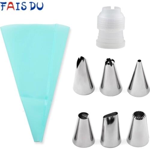 Silicone Pastry Bag Kitchen DIY Icing Piping Cream Reusable Pastry Bags Stainless Nozzle Multiple Sets Cake Decorating Tools