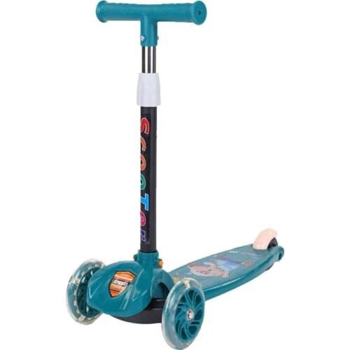 Strolex Scooter Childrens New 2-6 Years Old Folding Music Flashing Lifting Baby Skate Block Toy Flashing Wheel Green