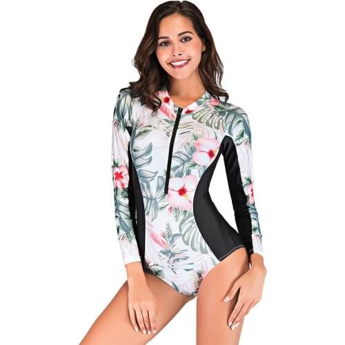 SBART Woman one piece Long Sleeve High Elastic Print Snorkel Suit Breathable UV Protection Swimsuit Lycra Girls Swimming Suit