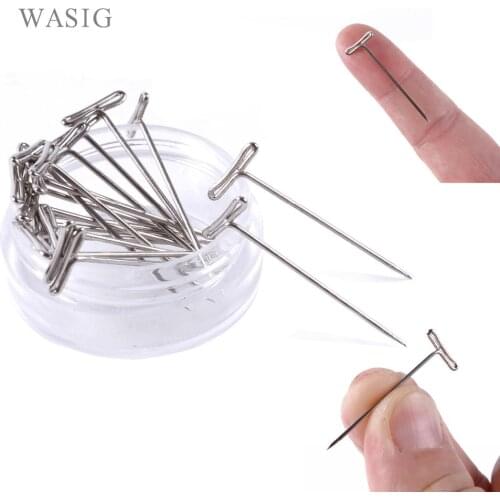 24pcs T-PINS (32mm) For Wig On Foam Head Style T Pin Needle Brazilian Indian Mannequin Head Type Sewing Hair Salon