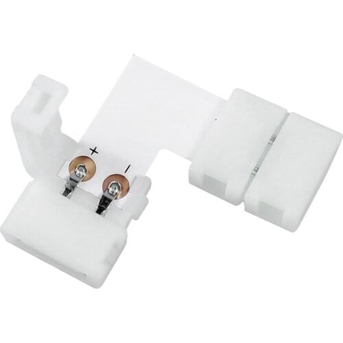 5 Pcs 10mm 2pin L Shape Quick Splitter Right Angle Corner Connector 2 Conductor for 5050/5630/5730 Single Color LED Strip LEEDSU