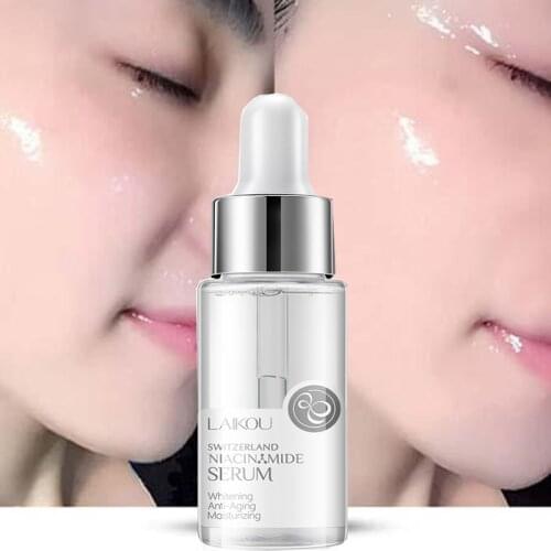 LAIKOU Nicotinamide Whitening Face Serum Brighten Moisturizing Shrink Pores Essence Anti-Wrinkle Fade Fine Lines Spots Skin Care