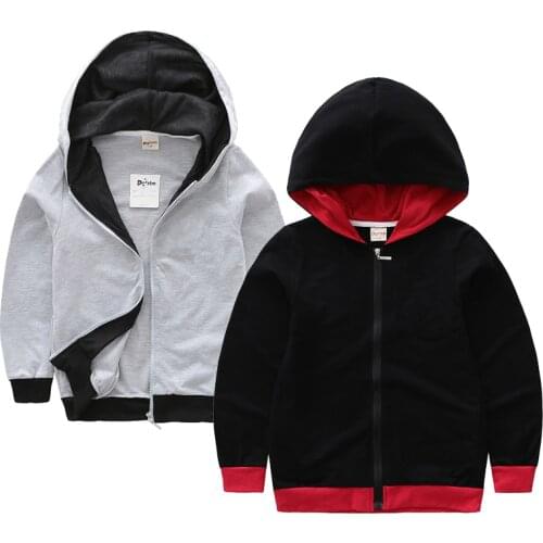 Spring Girls Jackets Cotton Solid Color Sweatshirt Thin Style Coat Hooded Casual Zipper Boys Jacket 3-12 Years Old Kids Clothes