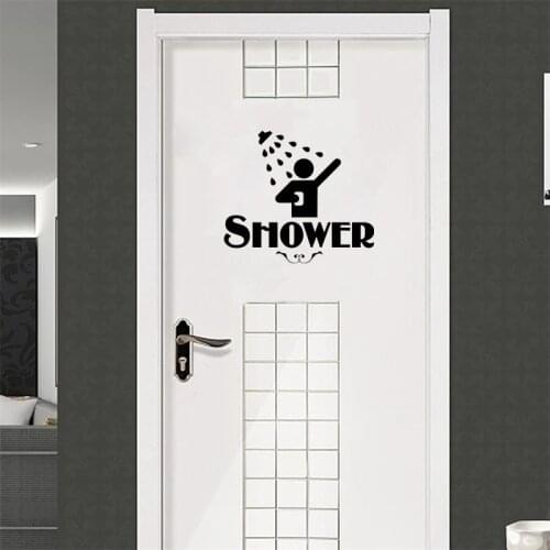 Personality Restroom Shower vinyl Sticker door Water Bathroom Sign Funny Home Decoration Decal Vinyl Sticker A2201