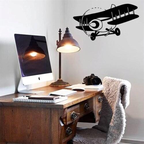Wall Decal Vinyl Sticker Biplane Airplane Plane Clouds Sky Flight Baby Nursery Design Study Boys Room Murals Kids Décor HY1578