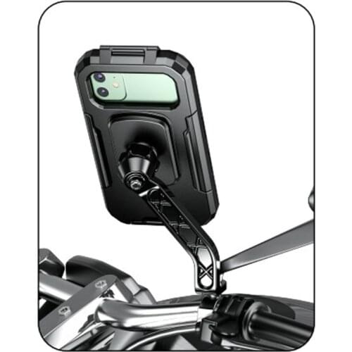 P82F Waterproof Case Bike Motorcycle Handlebar Rear View Mirror 3 to 6.8" Cellphone Mount Bag Motorbike Scooter Phone Stand