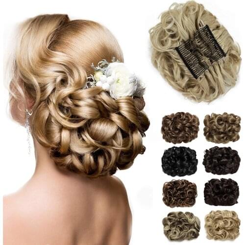 Comb Clip In Curly Hair Extension Synthetic Hair Pieces Chignon Women Updo Cover Hairpiece Extension Hair Bun