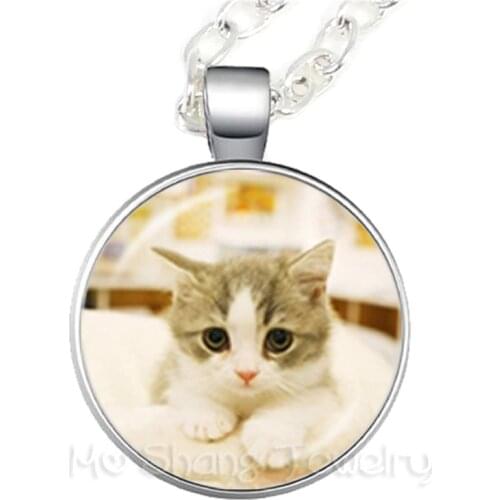 The Animal Necklace 25mm Round Glass Dome Cat Pattern Series Pendant Cat Lover Creative Gift Can Customize Your Beloved Pet