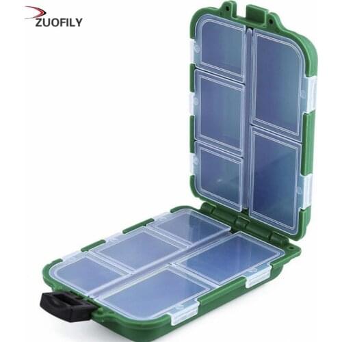 1PC Portable 10 Compartment Fishing Lure Spoon Hook Rig Bait Storage Case Flying Fishing Tackle Box Green/Black