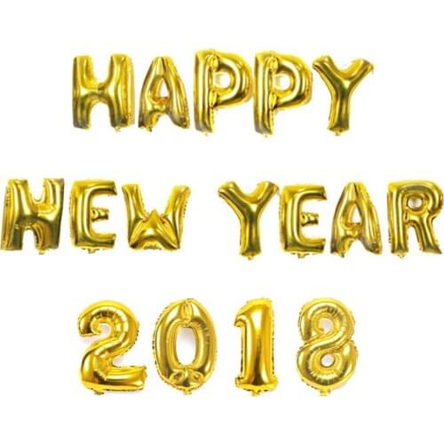 16 inch Gold/Silver "HAPPY NEW YEAR 2018" Foil Balloon Christmas Celebration Happy New Year Party Decor Supplies